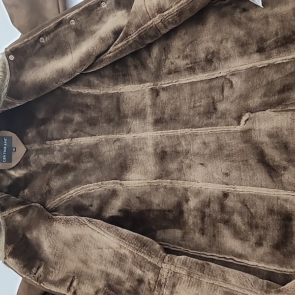 Centigrade Women's Long Faux Suede Button Up Winter Coat Faux Fur Collar Sz M - Picture 8 of 15